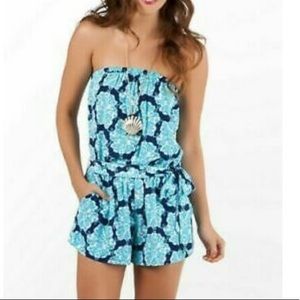 Lilly Pulitzer Romper in Bright Navy Hello Sailor